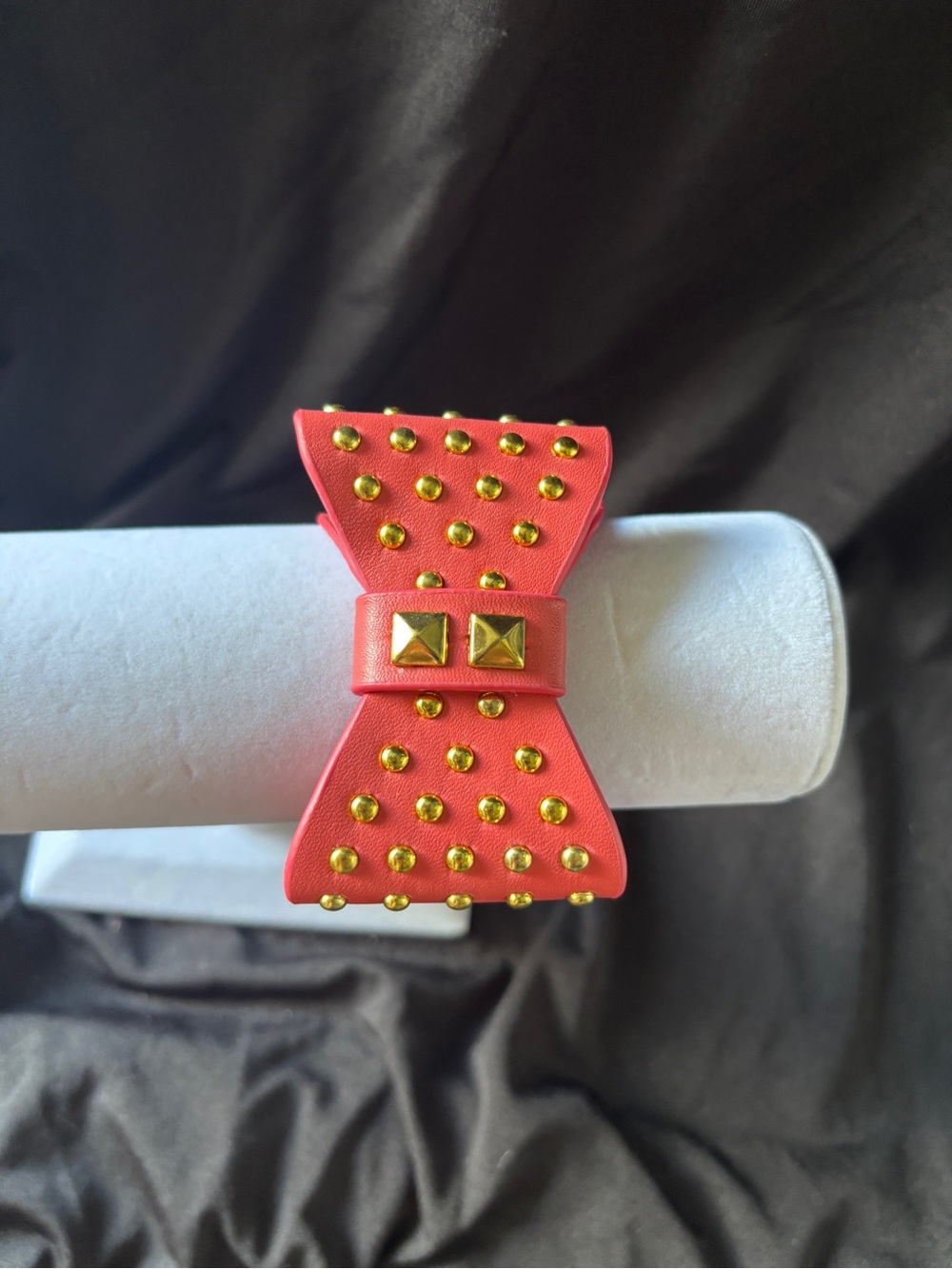 Plunder Coral Bow Cuff Bracelet with Gold Studs